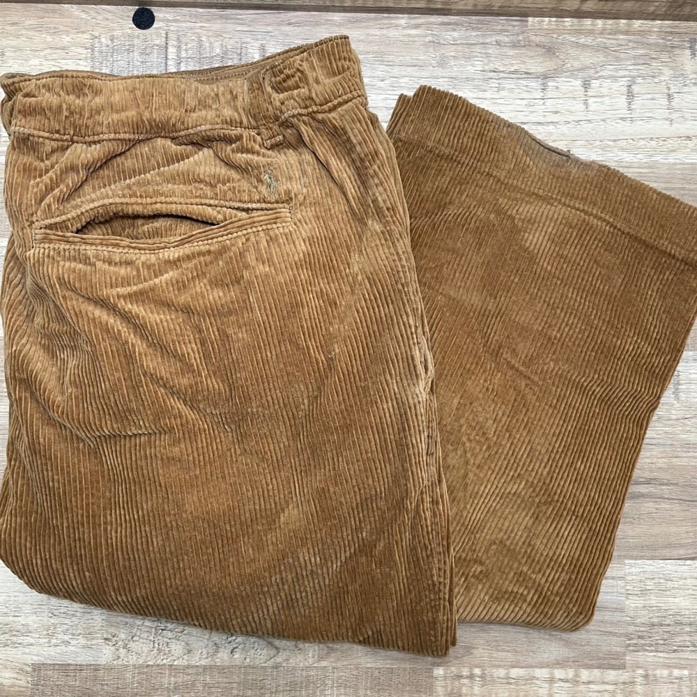 Polo Ralph Lauren Prepster Corduroy Easy Pant Mens XL Relaxed Fit Tan Brown Wide